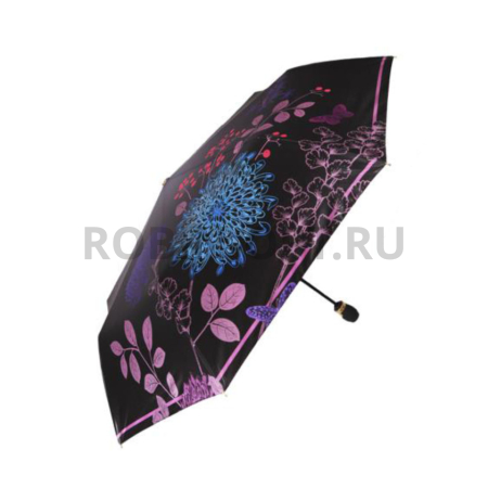 Зонт автомат женский 3 сл., Три слона L3851-С, прямая ручка , 23"(58.5см)Х8к, полиэстер, (диаметр),  г, , цветы фото детальное