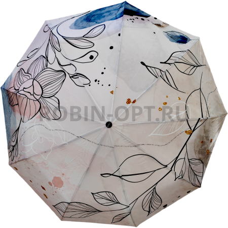 Зонт автомат женский 3 сл., ROBIN 3327, прямая ручка , 23"(58.5см)Х9к, эпонж 210т, 100 см(диаметр), 438 г, 6 рассцветка, абстракци фото детальное