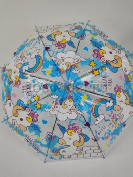 Зонт полуавтомат детский трость, PICCO 060, ручка крюк, 19"(48см)Х8к, пленка, (диаметр),  г, , единорог фото анонса