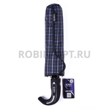 Зонт автомат мужской 3 сл., ROBIN 806, ручка полкрюк, 27"(68см)Х9к, полиэстер, 115 см(диаметр), 609 г, 6 рассцветка, клетка фото детальное