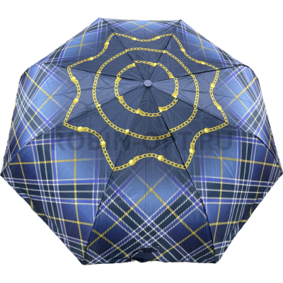 Зонт автомат женский 3 сл., DINIYA 218, прямая ручка , 23"(58.5см)Х8к, сатин, (диаметр),  г, , клетка фото анонса