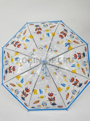 Зонт полуавтомат детский трость, PICCO 064, ручка крюк, 19"(48см)Х8к, ПВХ, (диаметр),  г, , мультики на прозрачном фоне фото анонса