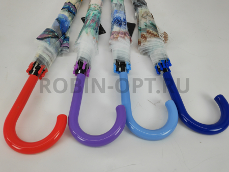 Зонт полуавтомат женский трость, PICCO 065, ручка крюк, 23"(58.5см)Х8к, ПВХ, (диаметр),  г, , цветы на прозрачном фоне фото детальное