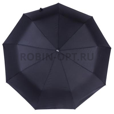 Зонт полуавтомат мужской 3 сл., ZICCO 3035, ручка полкрюк, 23"(58.5см)Х9к, эпонж, (диаметр),  г, , черный фото анонса