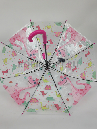 Зонт полуавтомат детский трость, PICCO 069, ручка крюк, 19"(48см)Х8к, ПВХ, (диаметр),  г, , мультики на прозрачном фоне фото детальное