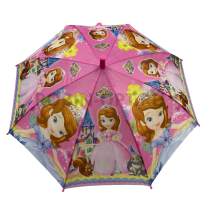 Зонт детский трость без бренда 2710, полуавтомат, ручка крюк, пластик, 48 см, полиэстер, 8 спиц, пластик, принцесса софия фото анонса