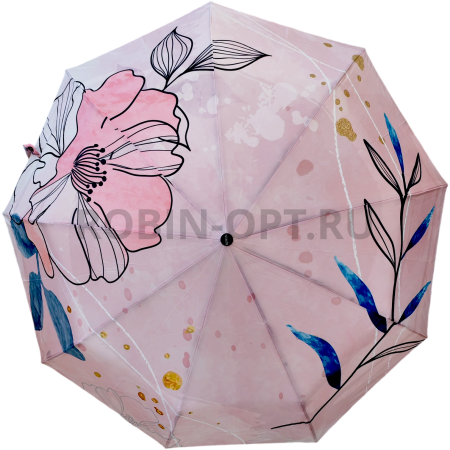Зонт автомат женский 3 сл., ROBIN 3327, прямая ручка , 23"(58.5см)Х9к, эпонж 210т, 100 см(диаметр), 438 г, 6 рассцветка, абстракци фото детальное