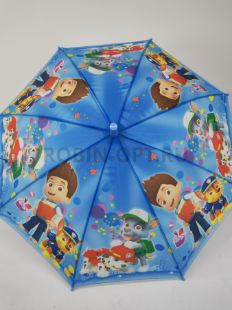 Зонт детский трость PICCO 090, полуавтомат, ручка крюк, пластик, 48 см, полиэстер, 8 спиц, Фибергласс, щенячий патруль фото детальное