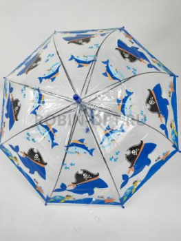 Зонт полуавтомат детский трость, PICCO 063, ручка крюк, 19"(48см)Х8к, ПВХ, (диаметр),  г, , мультики на прозрачном фоне фото анонса