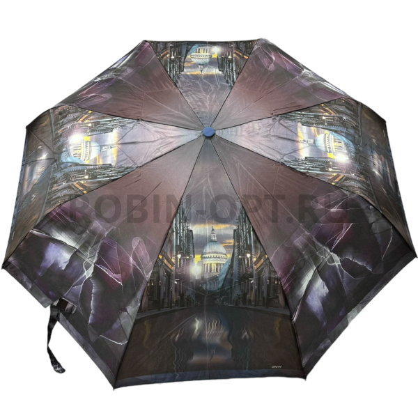 Зонт автомат женский 3 сл., DINIYA 200, прямая ручка , 23"(58.5см)Х8к, сатин, (диаметр),  г, , город фото детальное
