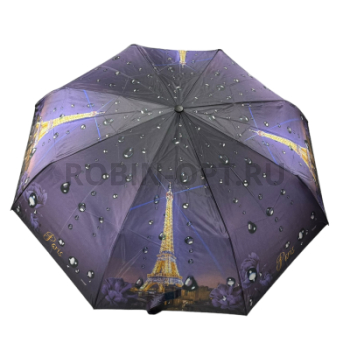 Зонт автомат женский 3 сл., DINIYA 179, прямая ручка , 23"(58.5см)Х8к, сатин, (диаметр),  г, , города и капля фото анонса