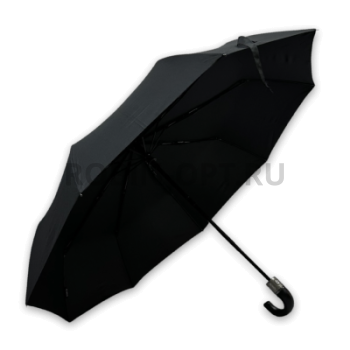 Зонт автомат мужской 3 сл., ROBIN 429, ручка крюк, 23"(58.5см)Х9к, эпонж, 96 см(диаметр), 505 г, 1 расцветка, черный фото анонса