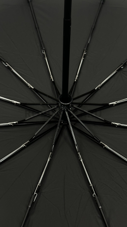 Зонт автомат мужской 3 сл., ROBIN 612, прямая ручка , 27.5"(70см)Х12к, эпонж 210т, 115 см(диаметр), 580 г, 1 рассцветка, черный фото детальное