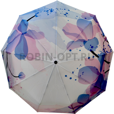 Зонт автомат женский 3 сл., ROBIN 3327, прямая ручка , 23"(58.5см)Х9к, эпонж 210т, 100 см(диаметр), 438 г, 6 рассцветка, абстракци фото детальное