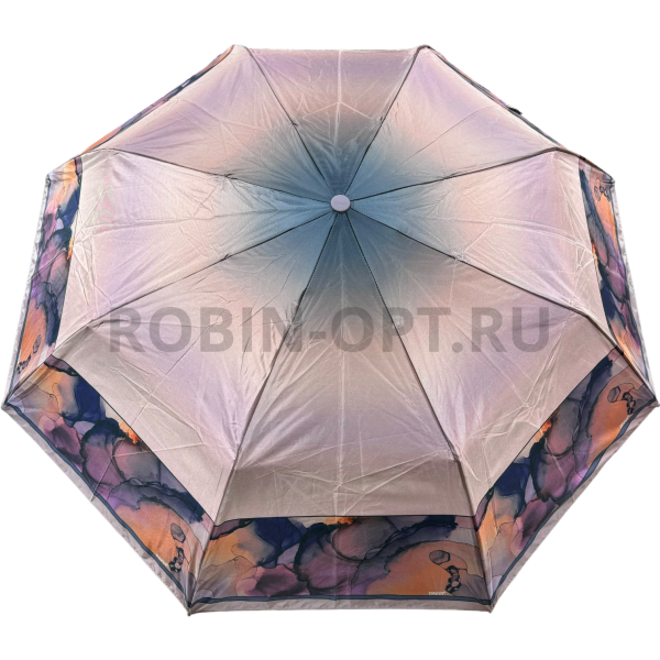 Зонт полуавтомат женский 3 сл., DINIYA 216, прямая ручка , 23"(58.5см)Х8к, сатин, (диаметр),  г, , абстракция и переход фото детальное