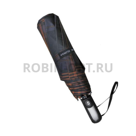 Зонт полный автомат мужской 3 сл., Три слона M7861-B, гольф ручка, 27.5"(70см)Х8к, полиэстер, (диаметр),  г, , черный фото детальное