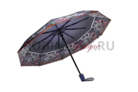 Зонт полуавтомат женский 3 сл., UNIQUE 2025, прямая ручка , 23"(58.5см)Х9к, фотосатин, (диаметр),  г, , переход (край абстракция) фото детальное