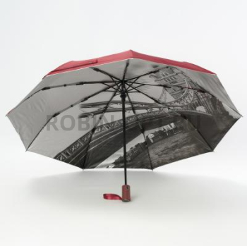 Зонт автомат женский 3 сл., ROBIN 3307, прямая ручка , 23"(58.5см)Х9к, эпонж, 100 см(диаметр), 512 г, 6 рассцветка, серый город фото анонса