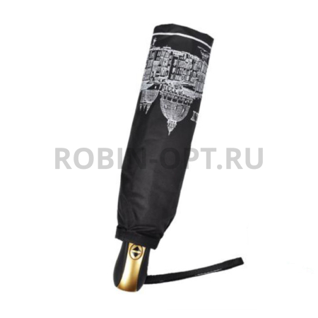 Зонт полный автомат женский 3 сл., Три слона L3897-C, прямая ручка , 23"(58.5см)Х8к, эпонж, (диаметр),  г, , нарисованный город фото детальное