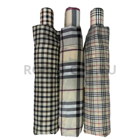 Зонт автомат женский 3 сл., ROBIN 3502, прямая ручка , 25"(63.5см)Х12к, эпонж, 116 см(диаметр), 566 г, 3 рассцветка, клетка фото детальное