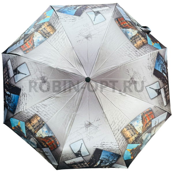 Зонт автомат женский 3 сл., DINIYA 208, прямая ручка , 23"(58.5см)Х9к, сатин, (диаметр),  г, , город фото детальное