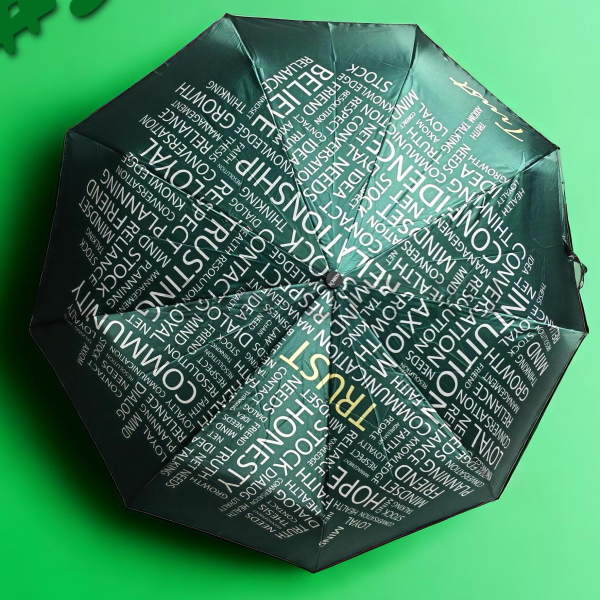 Зонт автомат женский 3 сл., ROBIN 3314, прямая ручка , 23"(58.5см)Х9к, сатин, 100 см(диаметр), 433 г, 6 рассцветка, Облака слов фото детальное