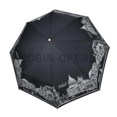 Зонт полный автомат женский 3 сл., Три слона L3897-C, прямая ручка , 23"(58.5см)Х8к, эпонж, (диаметр),  г, , нарисованный город фото анонса