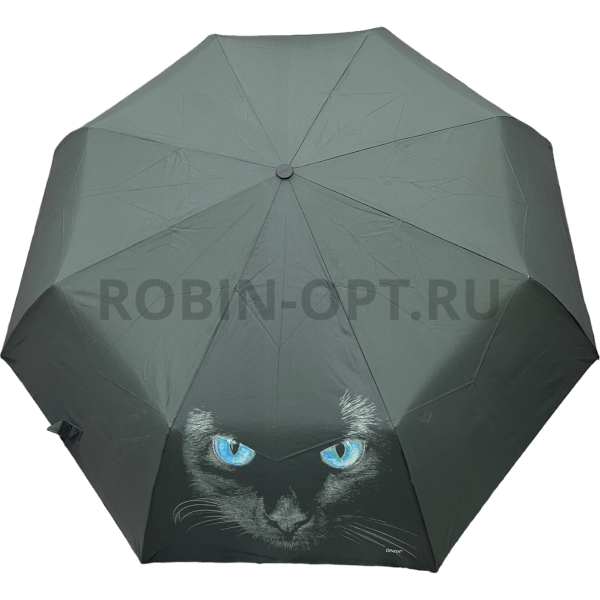Зонт автомат женский 3 сл., DINIYA 236, прямая ручка , 23"(58.5см)Х9к, эпонж, (диаметр),  г, , кошки фото детальное
