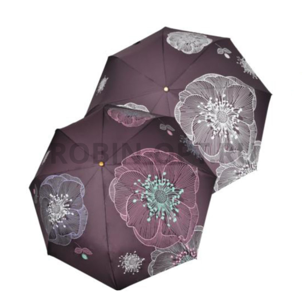 Зонт полный автомат женский 3 сл., Три слона L3822, прямая ручка , 23"(58.5см)Х8к, полиэстер, (диаметр),  г, , нарисованный цветок фото детальное