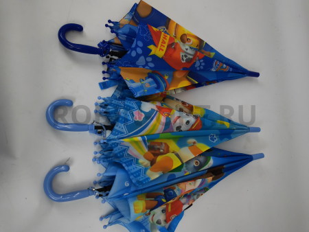 Зонт детский трость PICCO 090, полуавтомат, ручка крюк, пластик, 48 см, полиэстер, 8 спиц, Фибергласс, щенячий патруль фото детальное