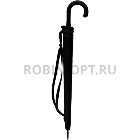 Зонт полуавтомат мужской трость, ROBIN 1320, ручка крюк, 23"(58.5см)Х10к, эпонж 210т, (диаметр),  г, , черный фото детальное