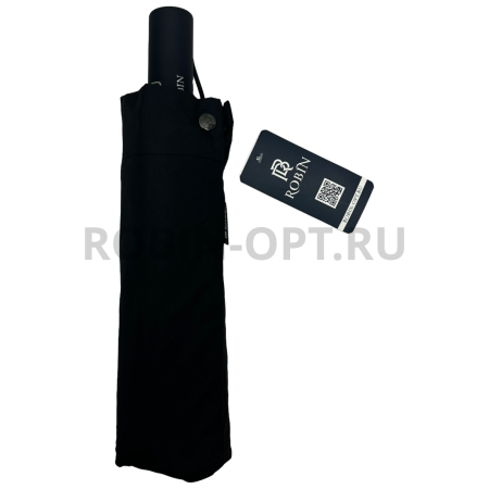 Зонт автомат мужской 3 сл., ROBIN 415, прямая ручка , 23"(58.5см)Х16к, эпонж 210т, 104 см(диаметр), 584 г, 1 рассцветка, черный фото детальное