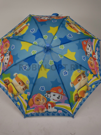 Зонт детский трость PICCO 090, полуавтомат, ручка крюк, пластик, 48 см, полиэстер, 8 спиц, Фибергласс, щенячий патруль фото детальное