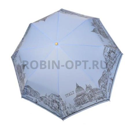 Зонт полный автомат женский 3 сл., Три слона L3897-C, прямая ручка , 23"(58.5см)Х8к, эпонж, (диаметр),  г, , нарисованный город фото детальное