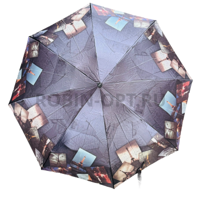 Зонт автомат женский 4 сл., DINIYA 210, прямая ручка , 20.8"(53см)Х8к, сатин, 93 см(диаметр), 345 г, 6 расцветка, город фото анонса