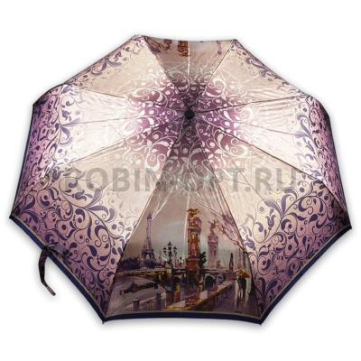 Зонт автомат женский 3 сл., DINIYA 132, прямая ручка , 23"(58.5см)Х9к, сатин, (диаметр),  г, , город фото анонса