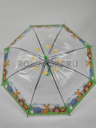 Зонт полуавтомат детский трость, PICCO 069, ручка крюк, 19"(48см)Х8к, ПВХ, (диаметр),  г, , мультики на прозрачном фоне фото детальное