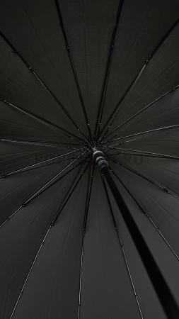 Зонт полуавтомат мужской трость, ROBIN 1522, ручка крюк, 25"(63.5см)Х16к, эпонж 210т, (диаметр),  г, , черный фото детальное
