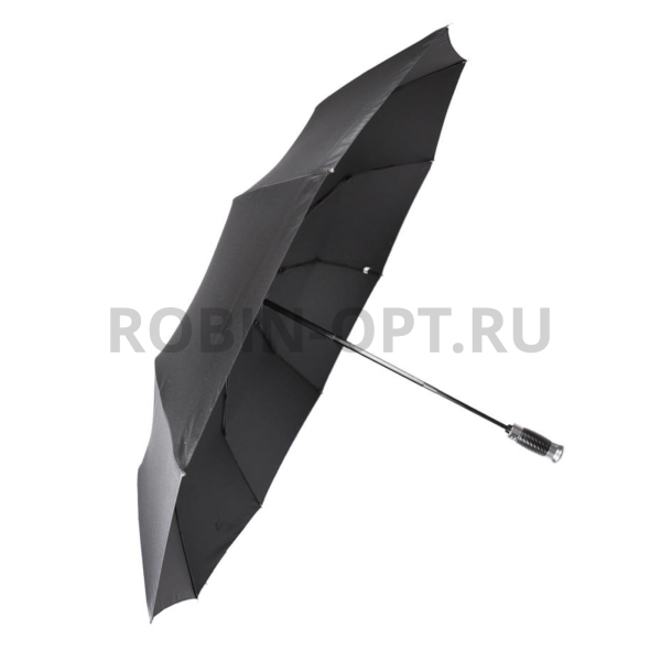 Зонт автомат мужской 3 сл., Три слона M6310, прямая длинная ручка , 25"(63.5см)Х10к, эпонж, (диаметр),  г, , черный фото детальное