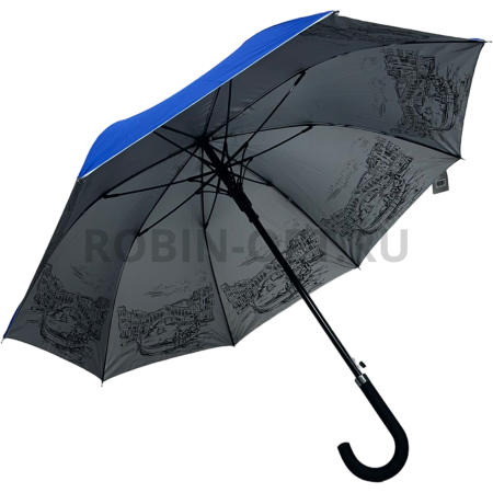 Зонт полуавтомат универсальный трость, FIABA 1002, ручка крюк, 23"(58.5см)Х8к, пленка, (диаметр),  г, , двухсторонний фото детальное