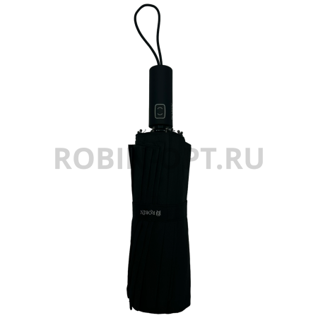 Зонт автомат мужской 3 сл., ROBIN 415, прямая ручка , 23"(58.5см)Х16к, эпонж 210т, 104 см(диаметр), 584 г, 1 рассцветка, черный фото детальное