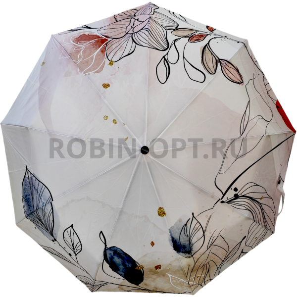 Зонт автомат женский 3 сл., ROBIN 3327, прямая ручка , 23"(58.5см)Х9к, эпонж 210т, 100 см(диаметр), 438 г, 6 рассцветка, абстракци фото детальное