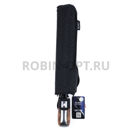 Зонт полуавтомат мужской 3 сл., ROBIN 206, прямая ручка , 23"(58.5см)Х9к, эпонж, 96 см(диаметр), 490 г, 1 рассцветка, черный фото детальное