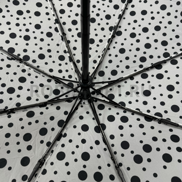 Зонт автомат женский 3 сл., DINIYA 239, прямая ручка , 20.8"(53см)Х8к, сатин, (диаметр),  г, , горошек фото детальное