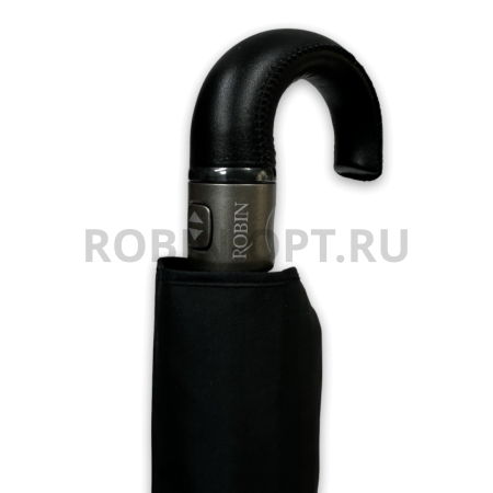 Зонт автомат мужской 3 сл., ROBIN 801, ручка крюк, 27.5"(70см)Х9к, эпонж, 115 см(диаметр), 624 г, 1 рассцветка, черный фото детальное