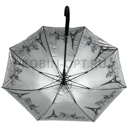 Зонт полуавтомат универсальный трость, FIABA 1002, ручка крюк, 23"(58.5см)Х8к, пленка, (диаметр),  г, , двухсторонний фото детальное