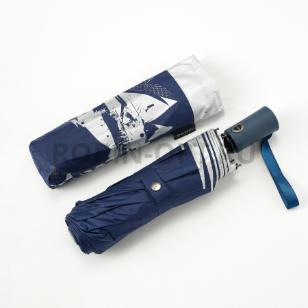 Зонт автомат женский 3 сл., ROBIN 3307, прямая ручка , 23"(58.5см)Х9к, эпонж, 100 см(диаметр), 512 г, 6 рассцветка, серый город фото детальное