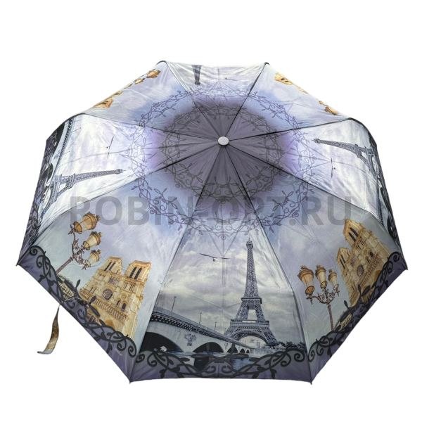 Зонт автомат женский 3 сл., DINIYA 169, прямая ручка , 23"(58.5см)Х9к, сатин, (диаметр),  г, , город фото детальное