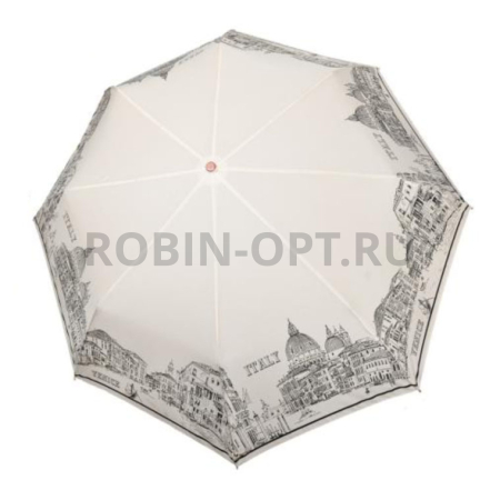 Зонт полный автомат женский 3 сл., Три слона L3897-C, прямая ручка , 23"(58.5см)Х8к, эпонж, (диаметр),  г, , нарисованный город фото детальное