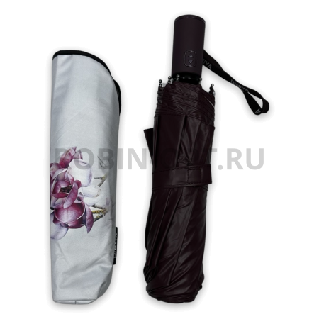 Зонт автомат женский 3 сл., DINIYA 181, прямая ручка , 23"(58.5см)Х9к, кожа и эпонж, 100 см(диаметр), 458 г, 6 расцветка, цветы фото детальное
